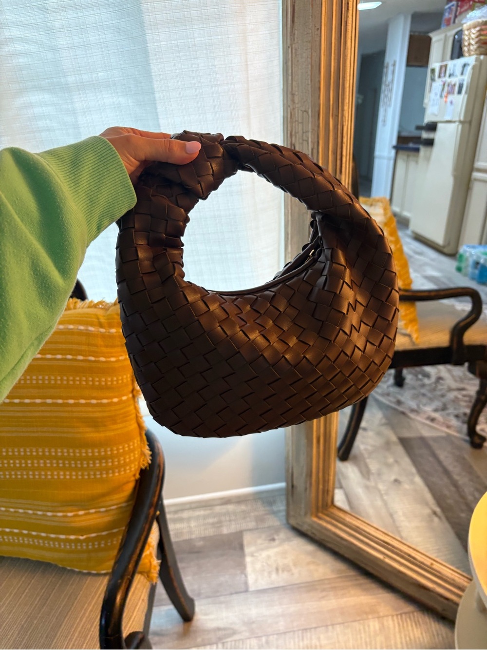 Urban Expressions Woven Mini Hobo Bag in Dark Brown - Picture 1 of 6